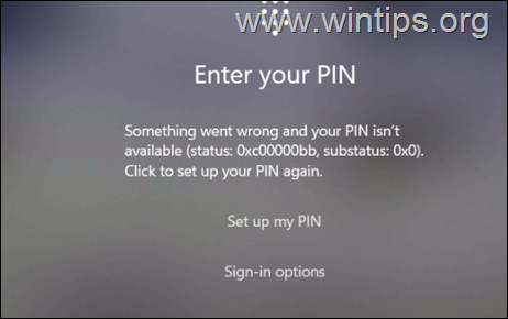 •Something went wrong and your PIN isn't available (status: 0xc0000bb, substatus: 0x0).