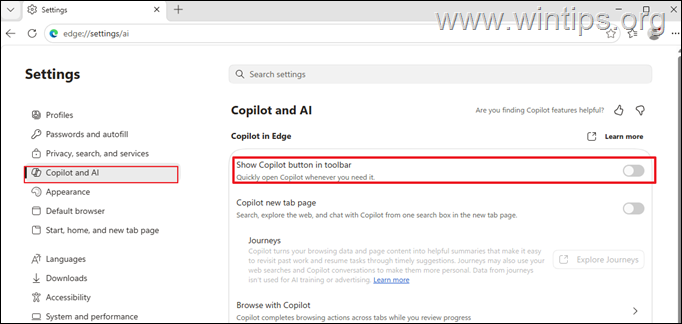 Remove Copilot icon in EDGE