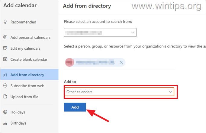 add shared calendar outlook for web