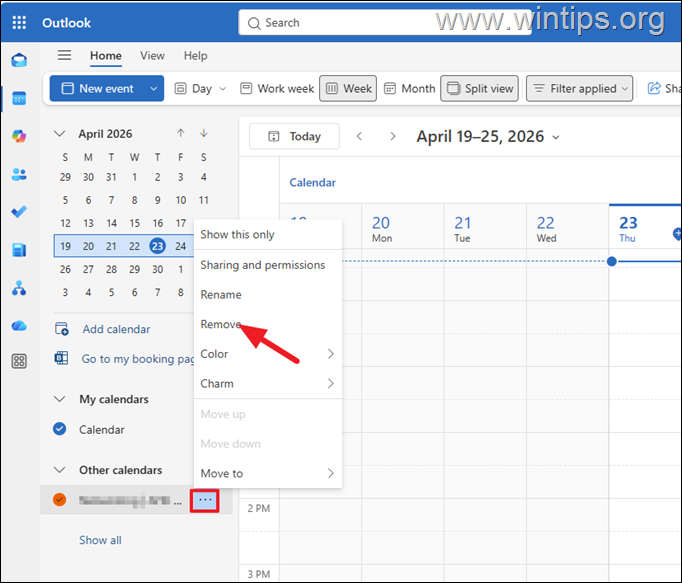 How to Remove a Shared Calendar in Outlook for Web (OWA).