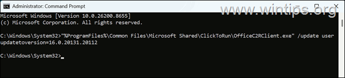 Update Microsoft 365 Apps Using the OfficeC2RClient Command.