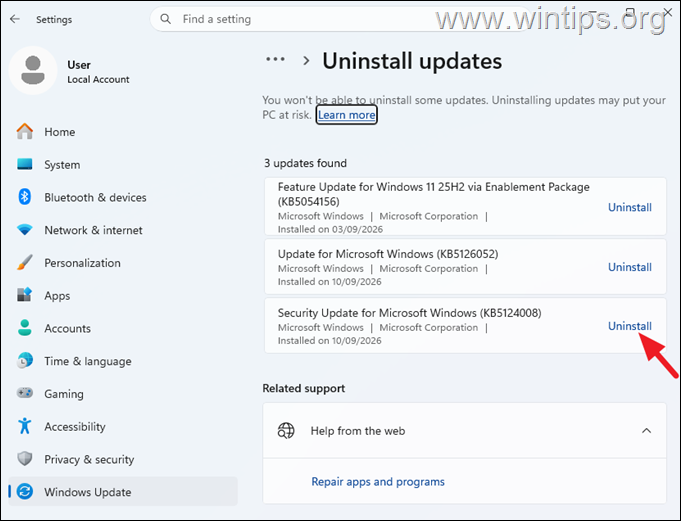 Always On VPN stopped working after installing update KB5124008.