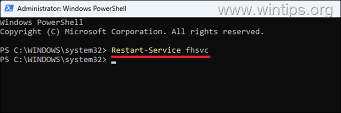 Restart the File History Service