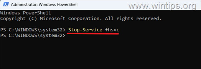 Stop FIle History service