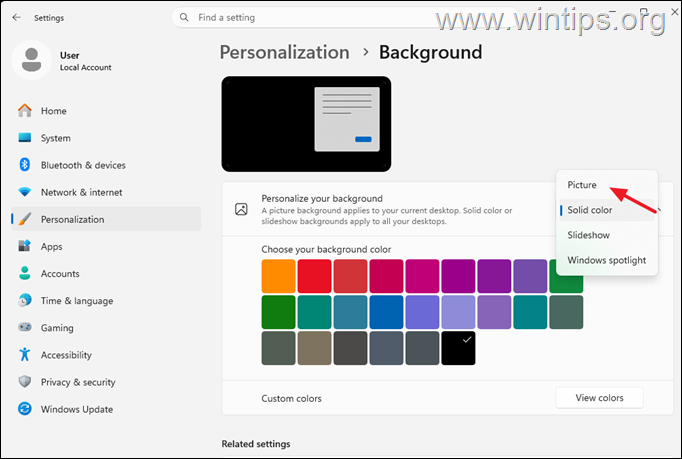 Personalize background Windows 11