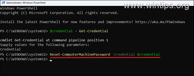 reset the computer account password 