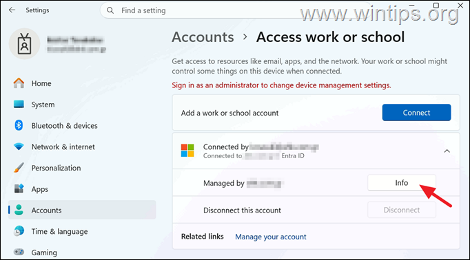 Accounts - Access work or school.