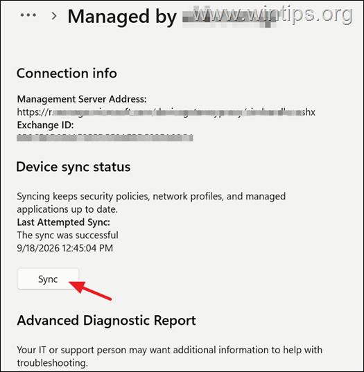 Device sync status 
