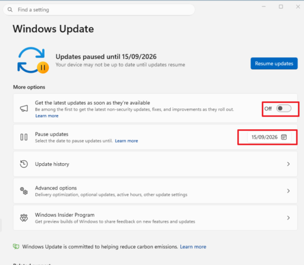 Pause Updates