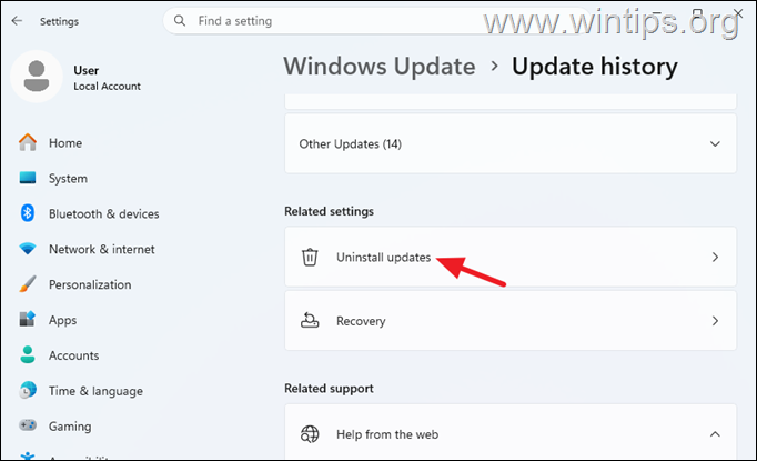 Uninstall updates