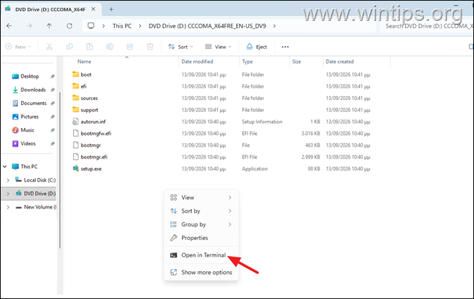Mount Windows 11 26H2 ISO file.