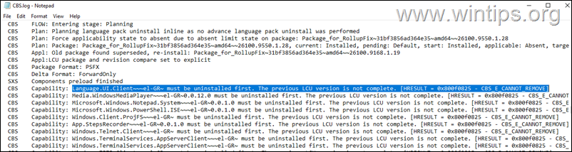 Check CBS.log to Find What Prevents the Update from Uninstalling