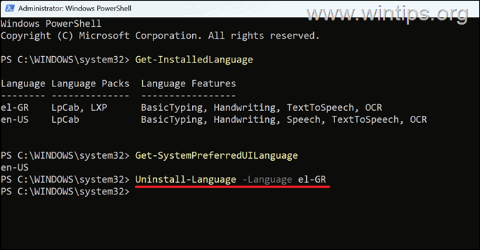 Remove language in Windows 11.