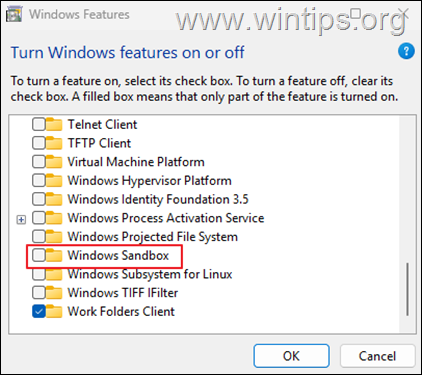 Disable Windows Sandbox 